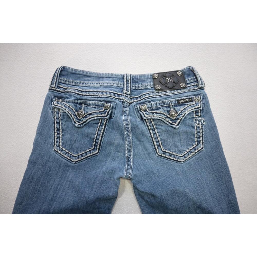 Miss Me Skinny Stretch Denim Jeans Embroidered Pocket Flap Womens Size 28 x 32